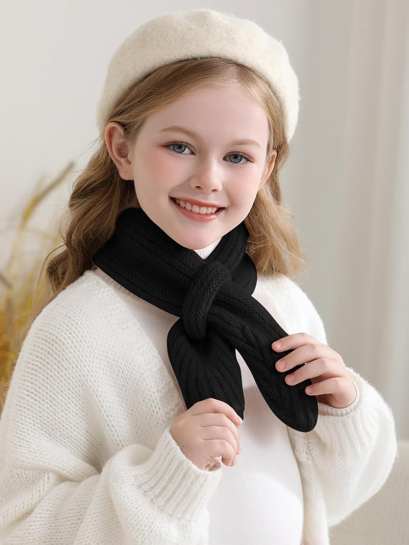 Haloumoning Kids Girls Knit Scarf Toddler Warm Winter Cross Tie Wrap Neck Warmer Cute Scarves 1-14 Years - Image 3